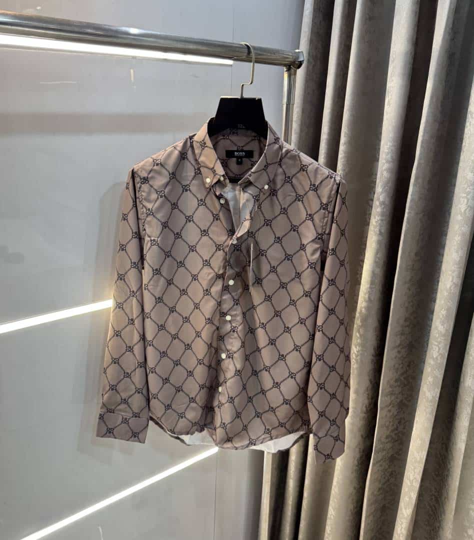 Hug o Boss Brown MonogR4m Logo Premium Shirt