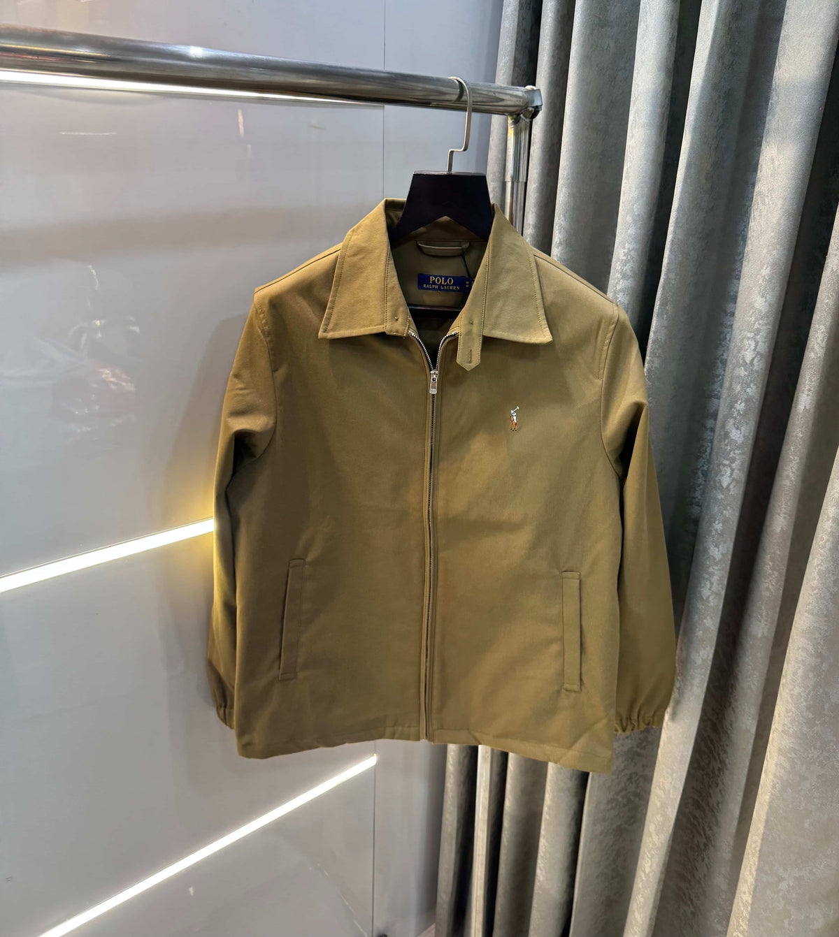 Ralph Lauren Beige Embroidery Logo Imported Bomber Jacket