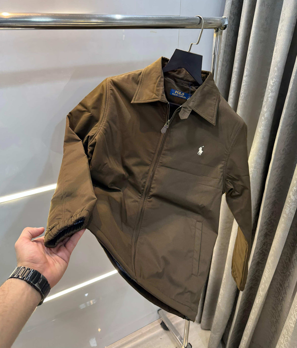 Ralp h Lauren Brown Embroidery Logo Imported Bomber Jacket