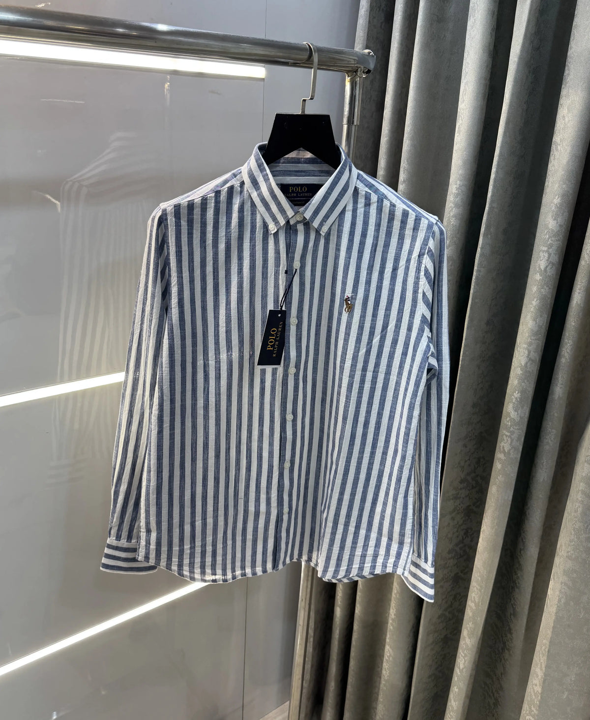 Ralph Lauren Blue Stripes Premium Linen Shirt