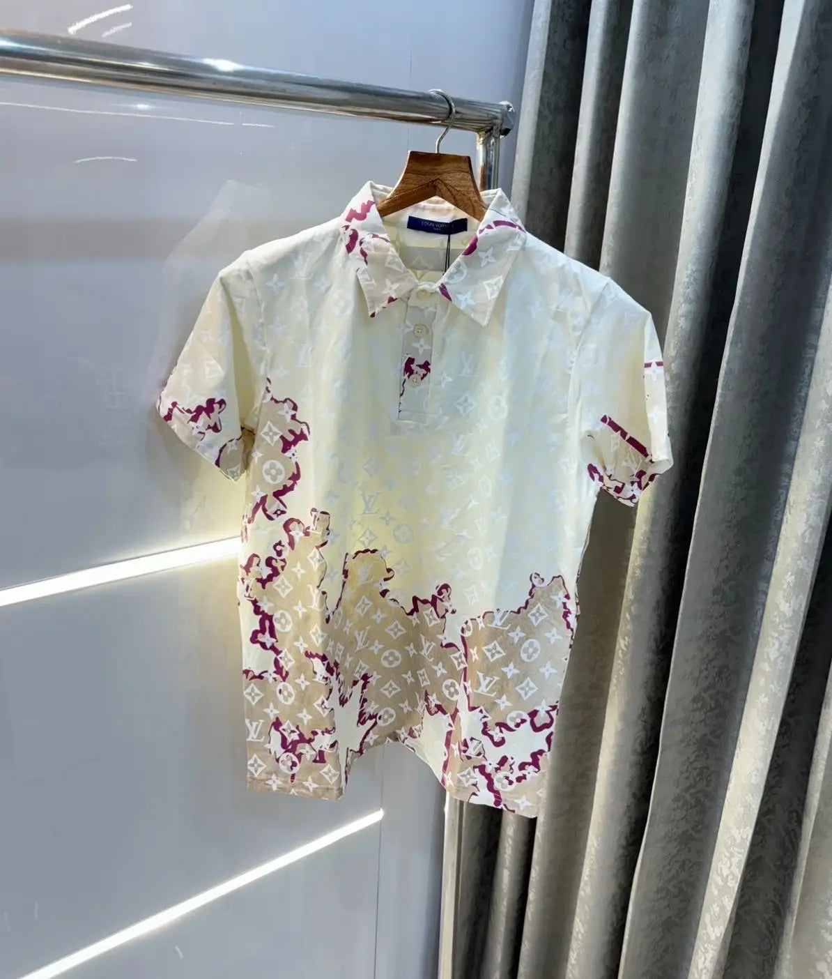 Louis Vutton creem MonogRAm Print Imported Polo T-Shirt