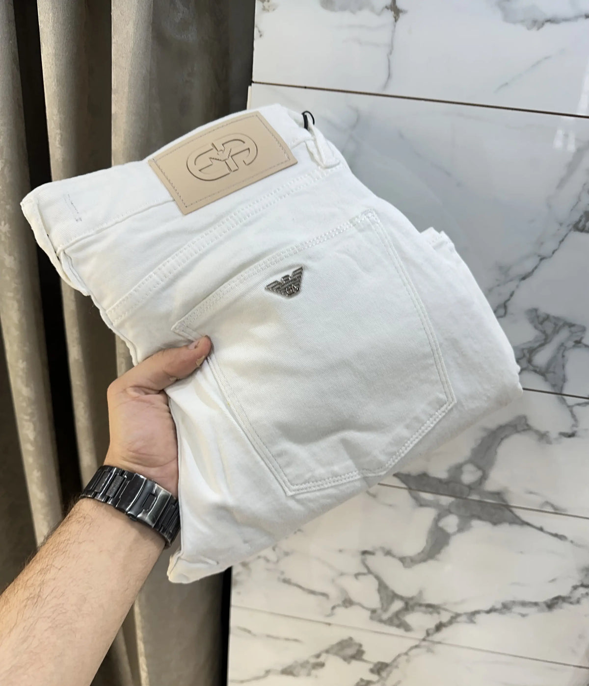 Emporio Armani White Imported BootCut Denim