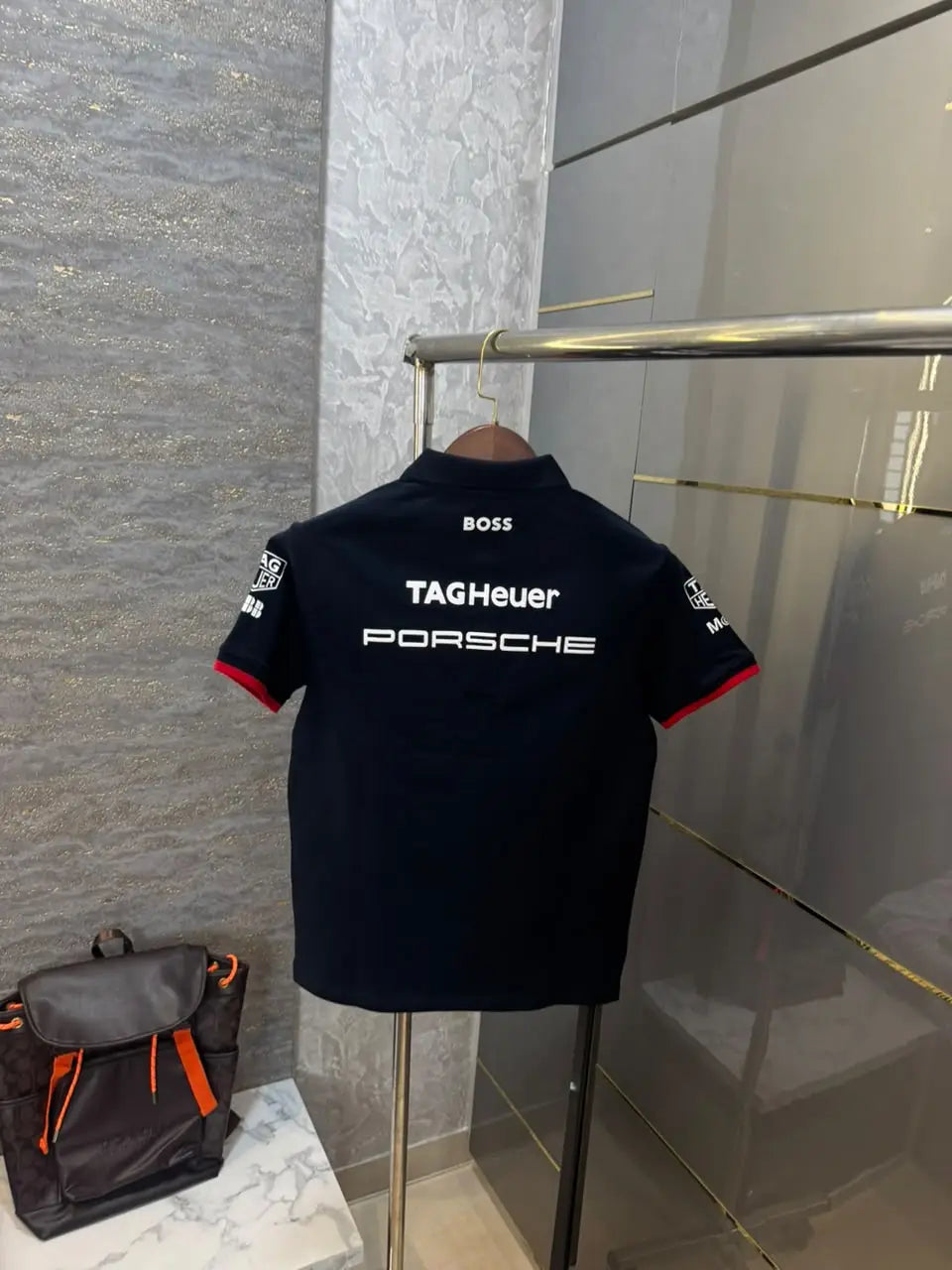 Hug.o Bos s X Porsche Black Logo Work Premium Polo T-shirt