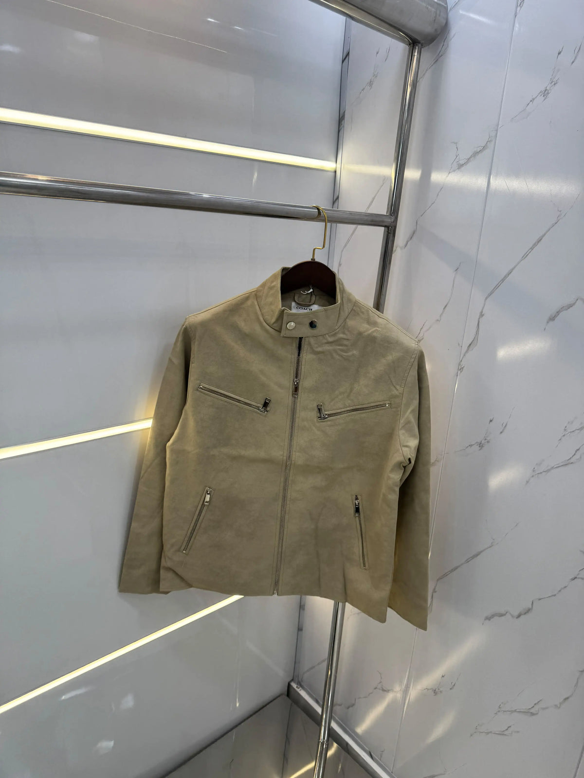 Coach Beige Premium Leather Jacket