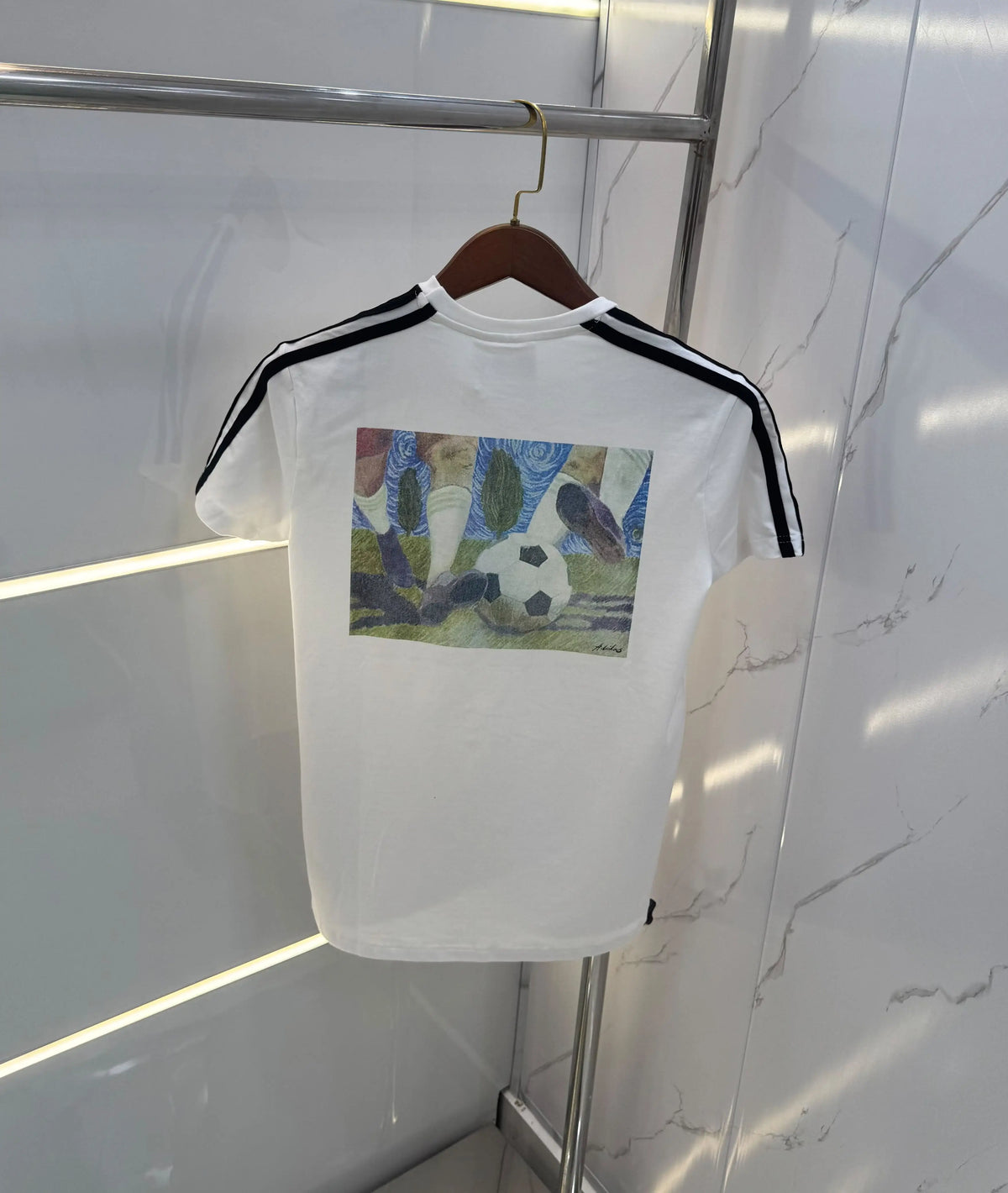 Adidas White Logo Print Imported T-Shirt