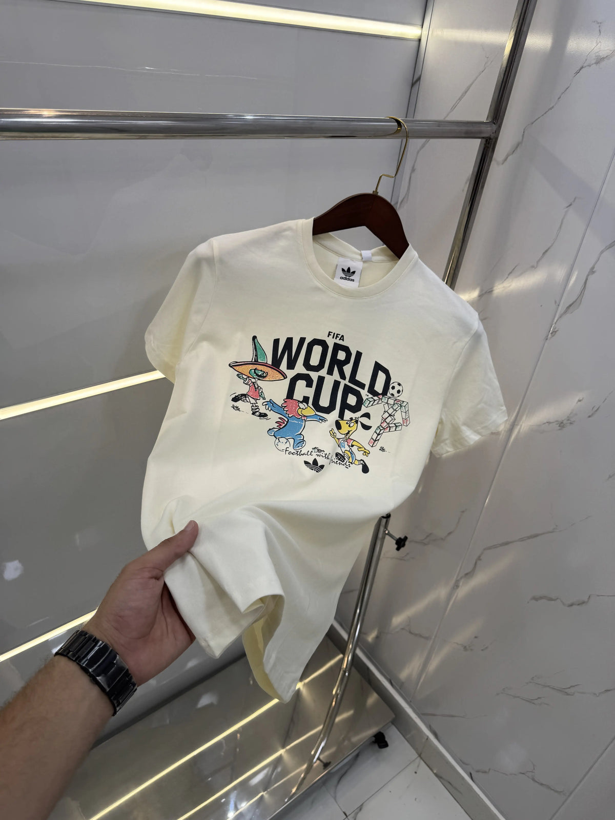 Adida s Cream Logo Print Imported T-Shirt