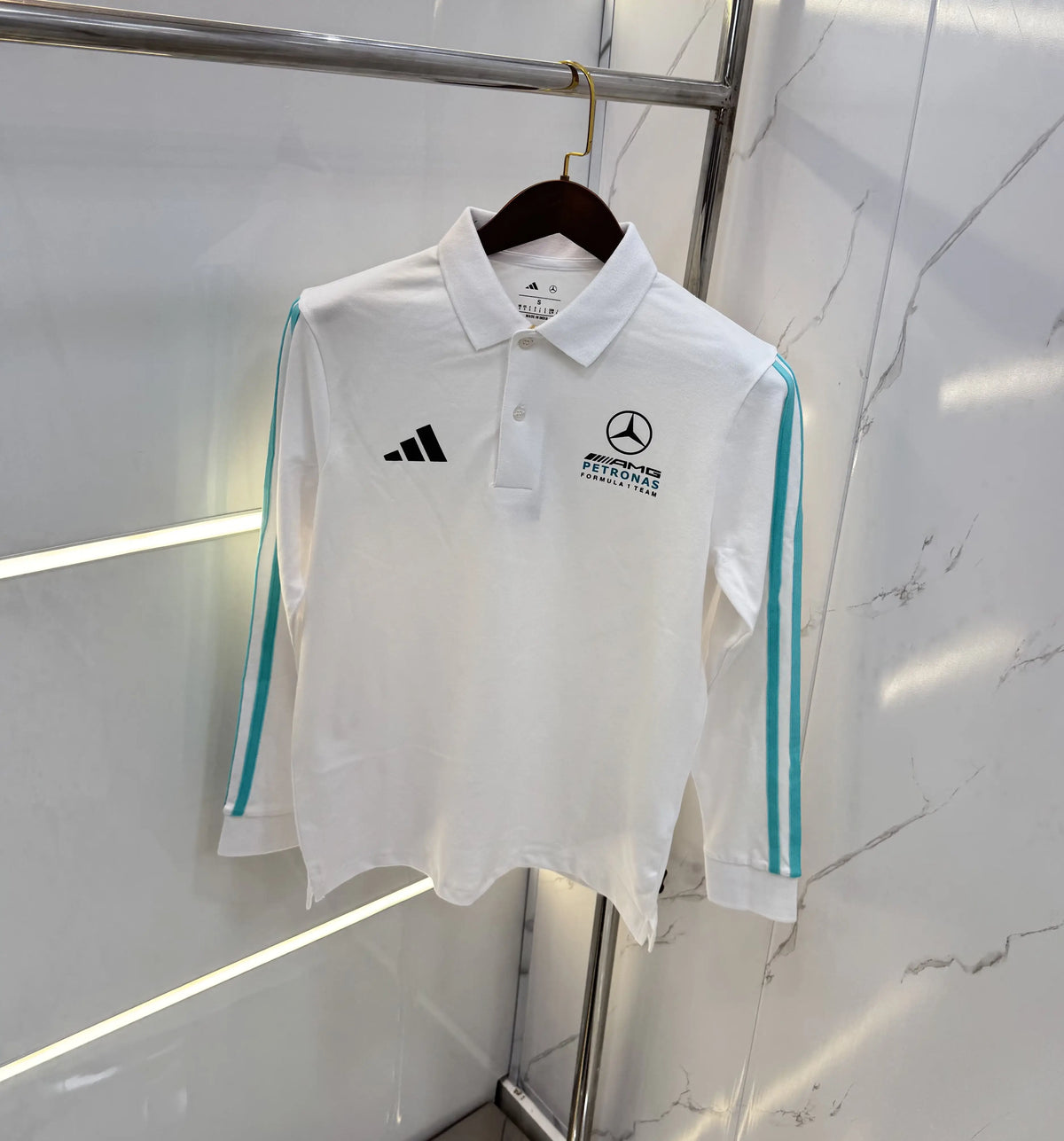 Adida s White Logo Work Premium Full Sleeves Polo T-Shirt