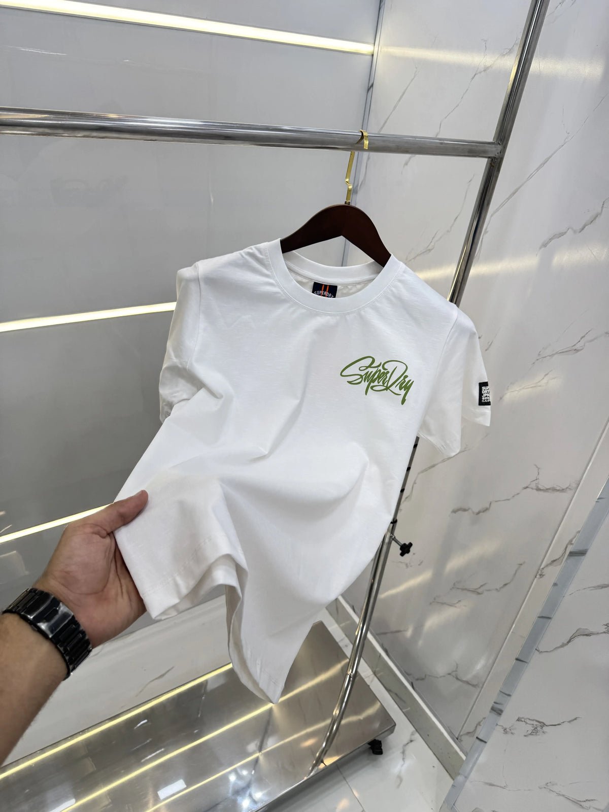Superdr y White Logo Work Premium T-Shirt