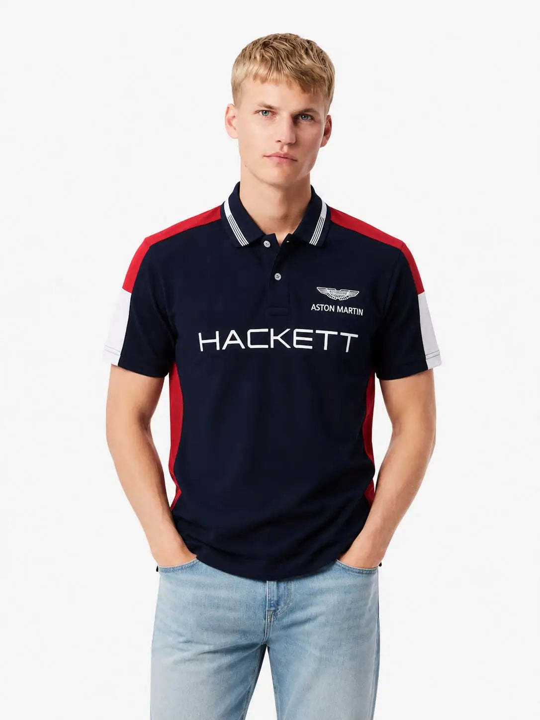 Hacket Navy Blue Logo Work Premium Polo T-Shirt