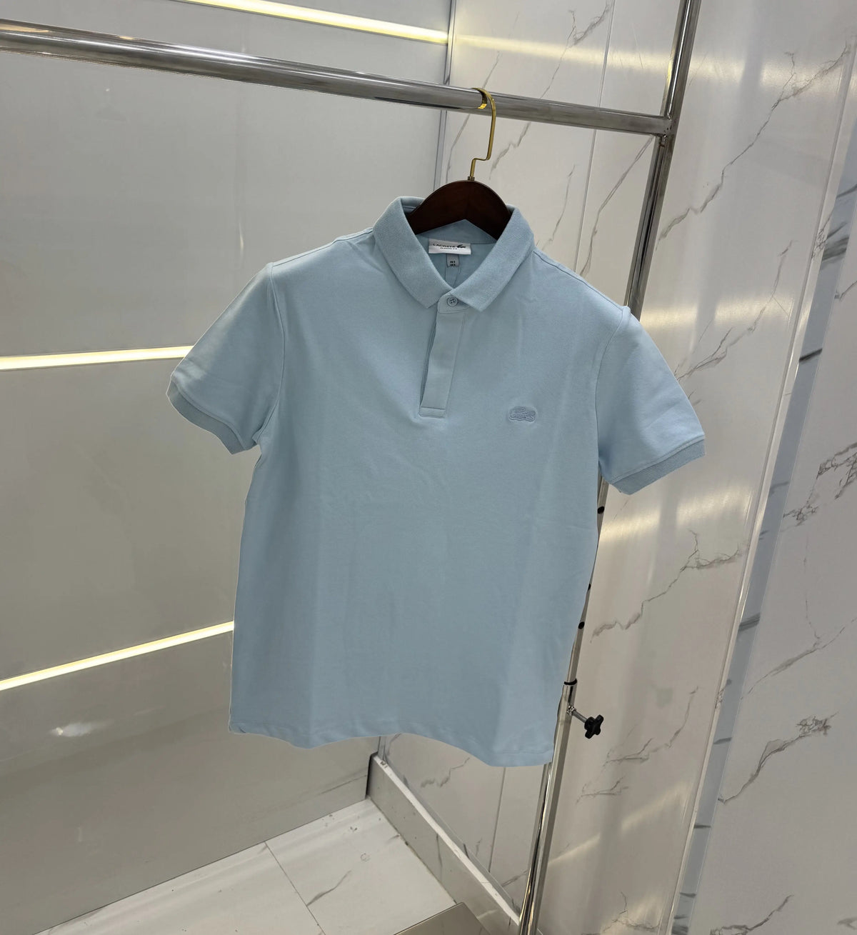 Lacost e Sky Blue Embroidery Logo Premium Polo T-Shirt