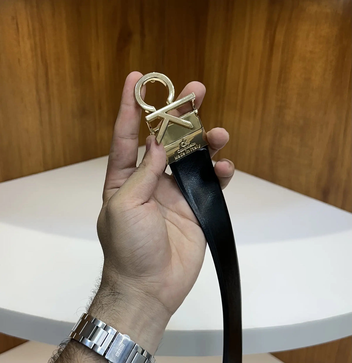 Calvin Klei n Reversible Premium Imported Belt Gold ck2098