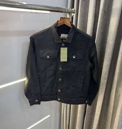 Gucc i Black monogram Imported Denim Jacket With Carry Bag