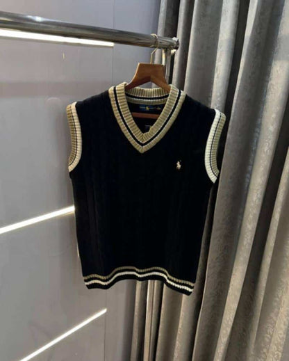 Ralp h Lauren Black Premium Knitted Sleeveless Pull Over