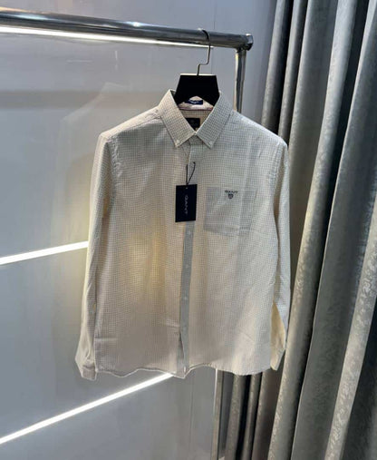 Gant Cream Small Checks Premium Classic Shirt
