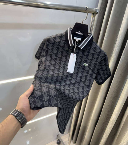 Lacost e Black Embroidery Logo Premium Polo T-Shirt