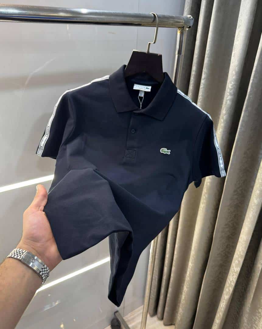 Lacost e Navy Blue Shoulder Logo Premium Polo T-Shirt