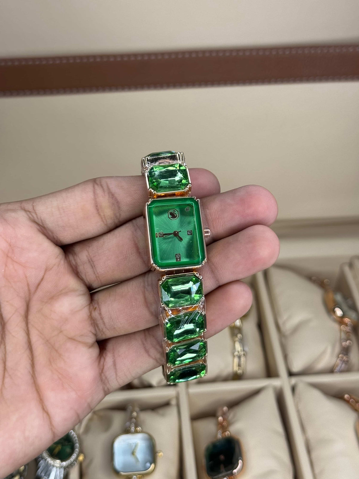 Swarovsk i Diamond Copper Green Ladies Premium Watch