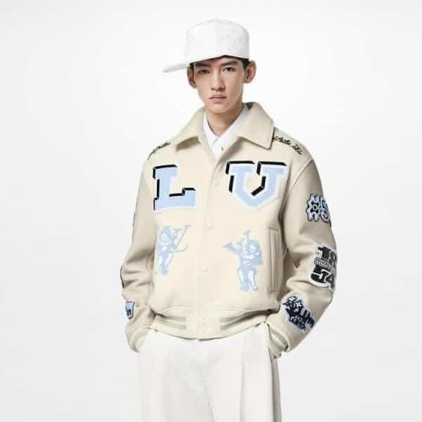 Loui s Vuitto n Cream Imported Varsity Jacket