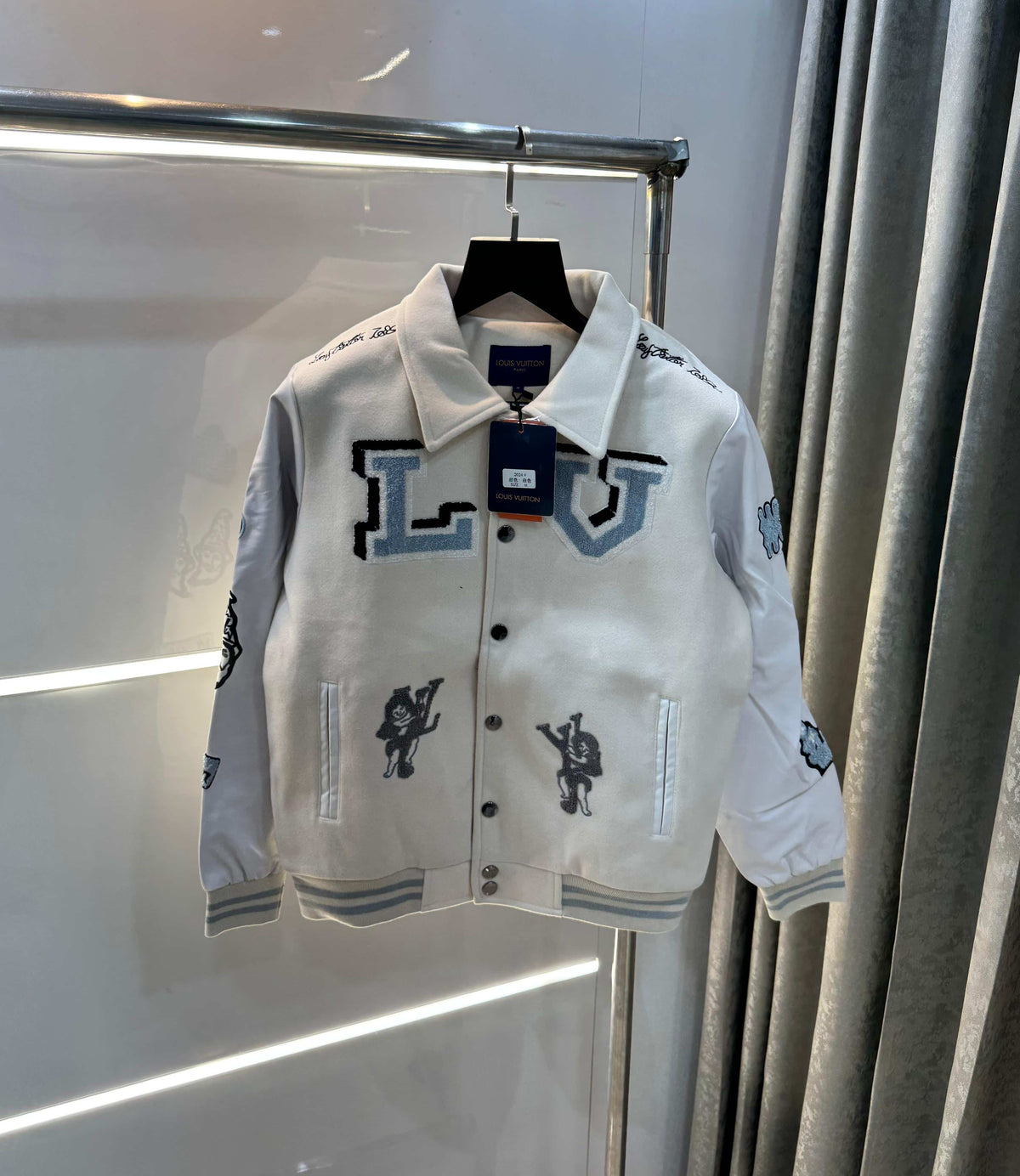 Loui s Vuitto n Cream Imported Varsity Jacket