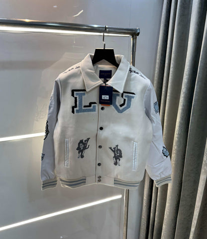 Loui s Vuitto n Cream Imported Varsity Jacket