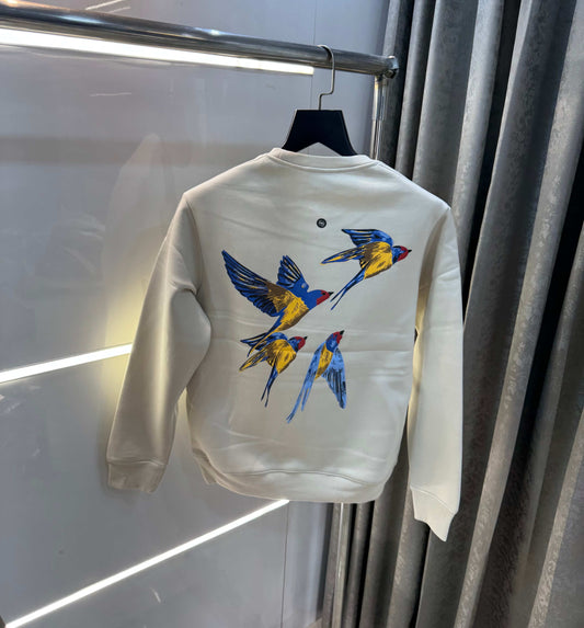 Bluorng Cream EmbO-sSed Logo Premium Sweatshirt
