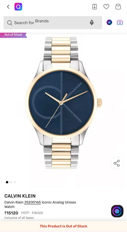 Calvin Klei n Dual Tone With Blue Premium Watch