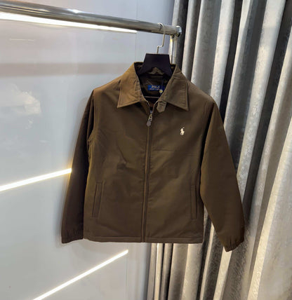 Ralp h  Lauren Brown Embroidery Logo Imported Bomber Jacket