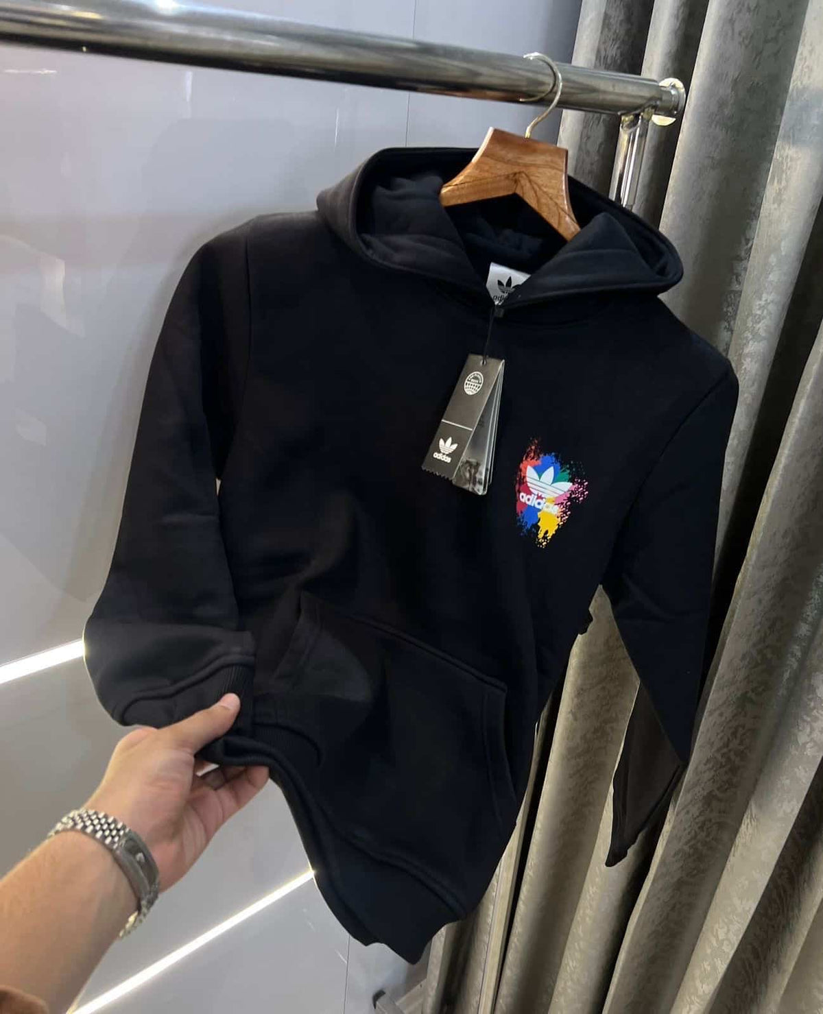Adida s Black Back Print Imported Premium Hoodie