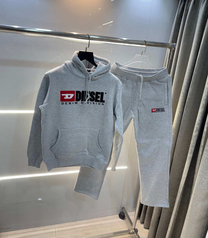 Diese l Grey Embroidery Logo Imported Tracksuit