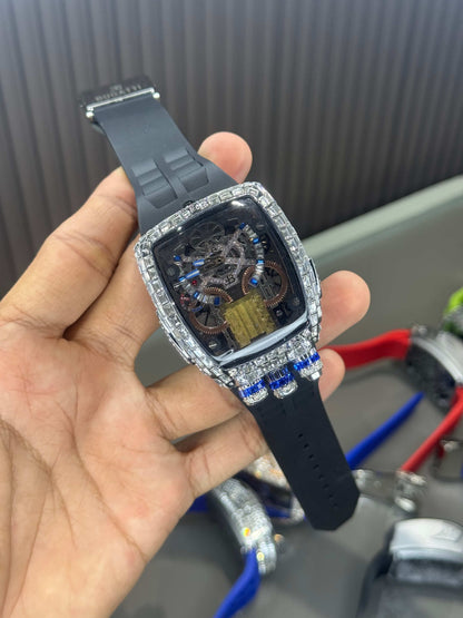 Jacob & Co. Bugatt i Silver Black Tourbillon Premium Quartz Watch