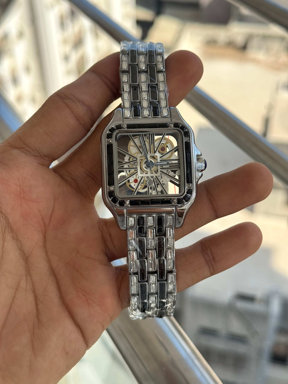 Cartie r Silver Black Diamond Premium Watch