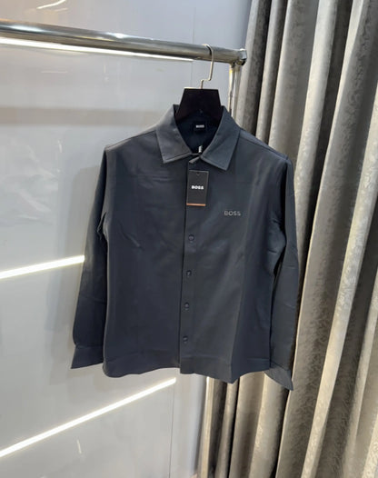 Hugo  bo-ss Dark Grey Embroidery Logo Imported Lycra Shirt