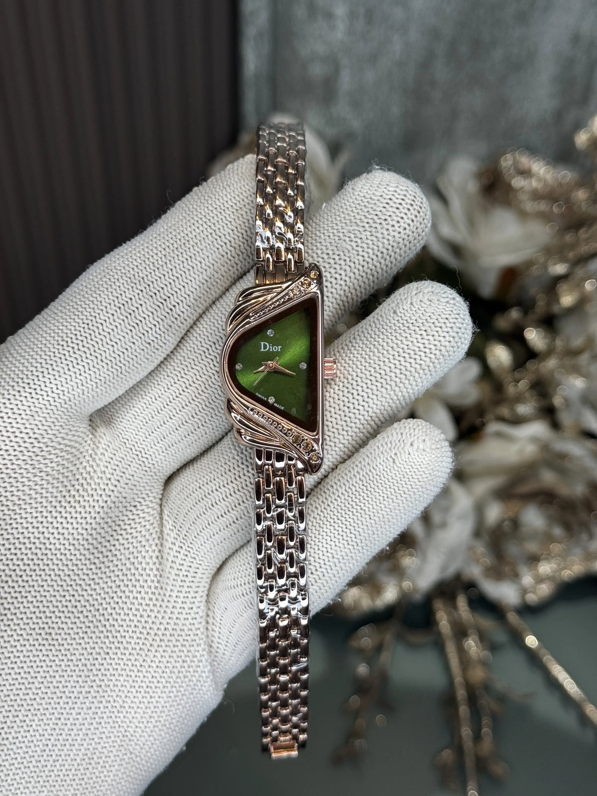 Dio r Rose Gold Green Premium Ladies Watch