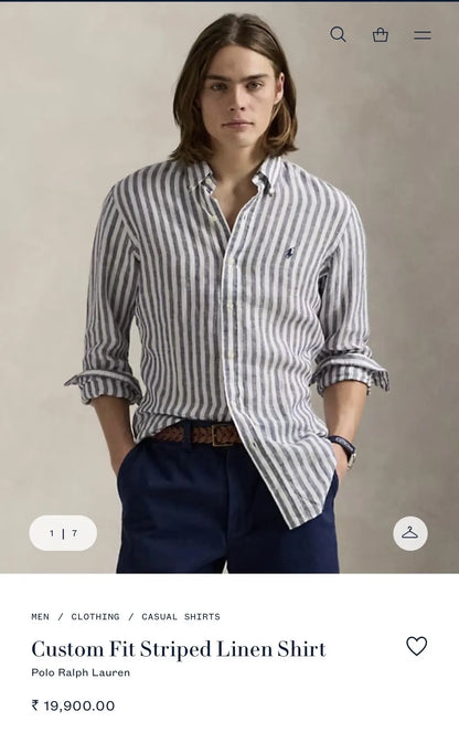 Ralph  Lauren Blue Stripes Premium Linen Shirt