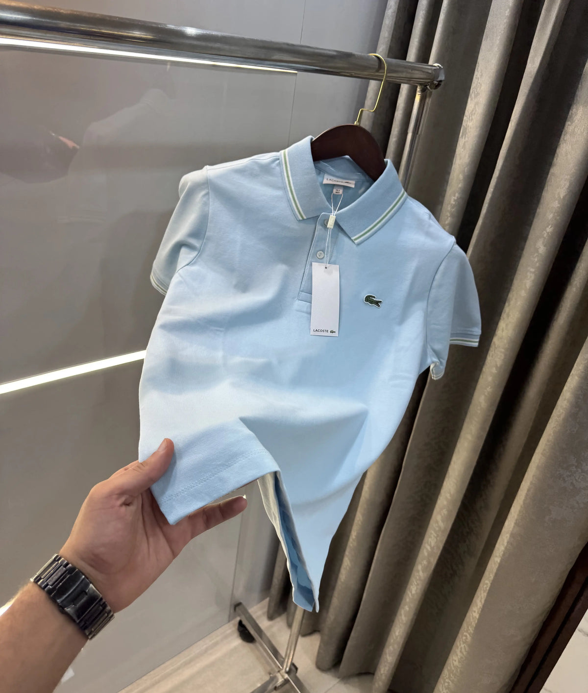 Lacost e Sky Blue Logo Work Premium Polo T-Shirt
