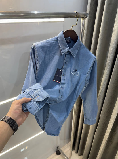 Tommy Hilfiger Sky Blue Logo Work Premium Shirt