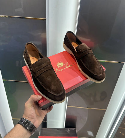 Loro Pian a Brown Suede Leather Premium Formal Shoes