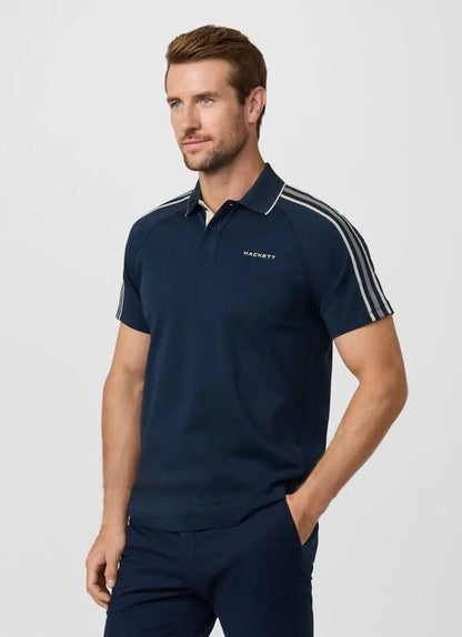 Hacke t Navy Blue Logo Work Premium Polo T-Shirt