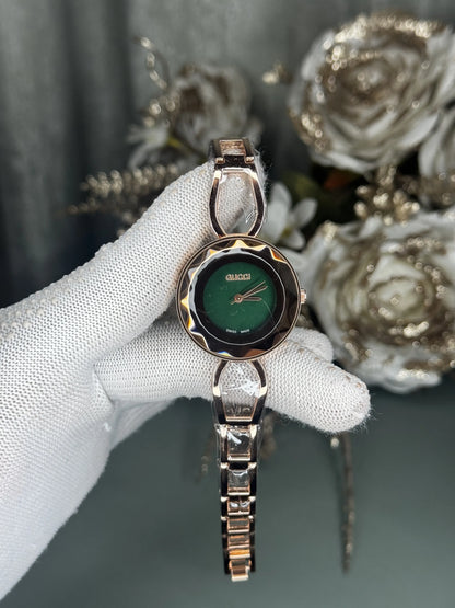 Gucc i Rose Gold Green Premium Watch