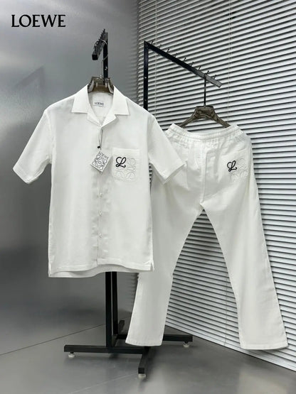 Loewe White Embroidery Logo Premium Linen Cord Set
