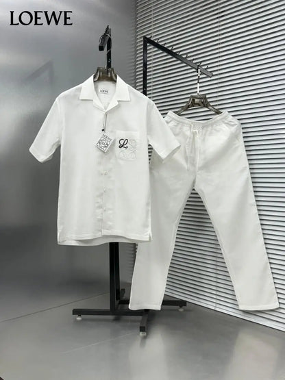 Loewe White Embroidery Logo Premium Linen Cord Set