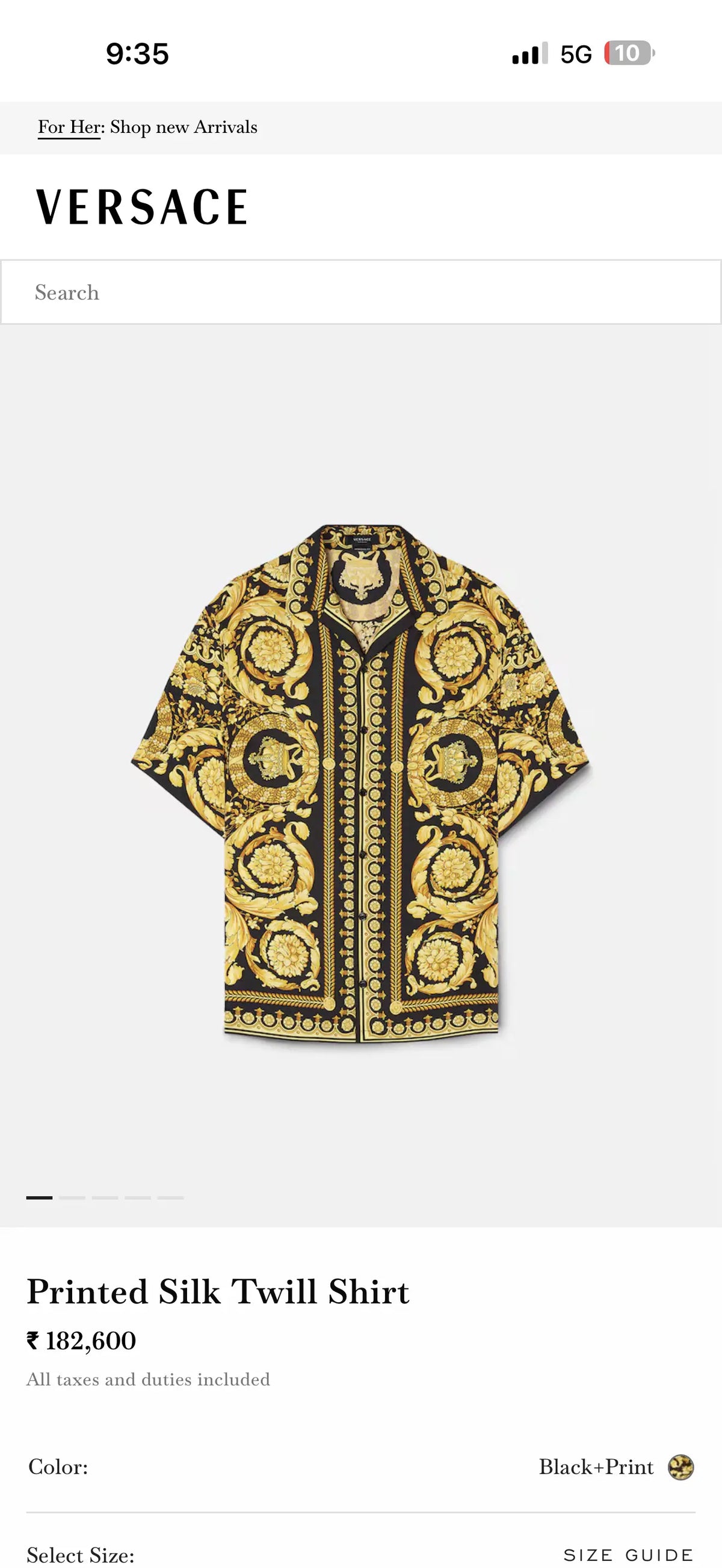 Versace Borocco Imported Store Article Half shirt