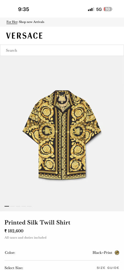 Versace Borocco Imported Store Article Half shirt