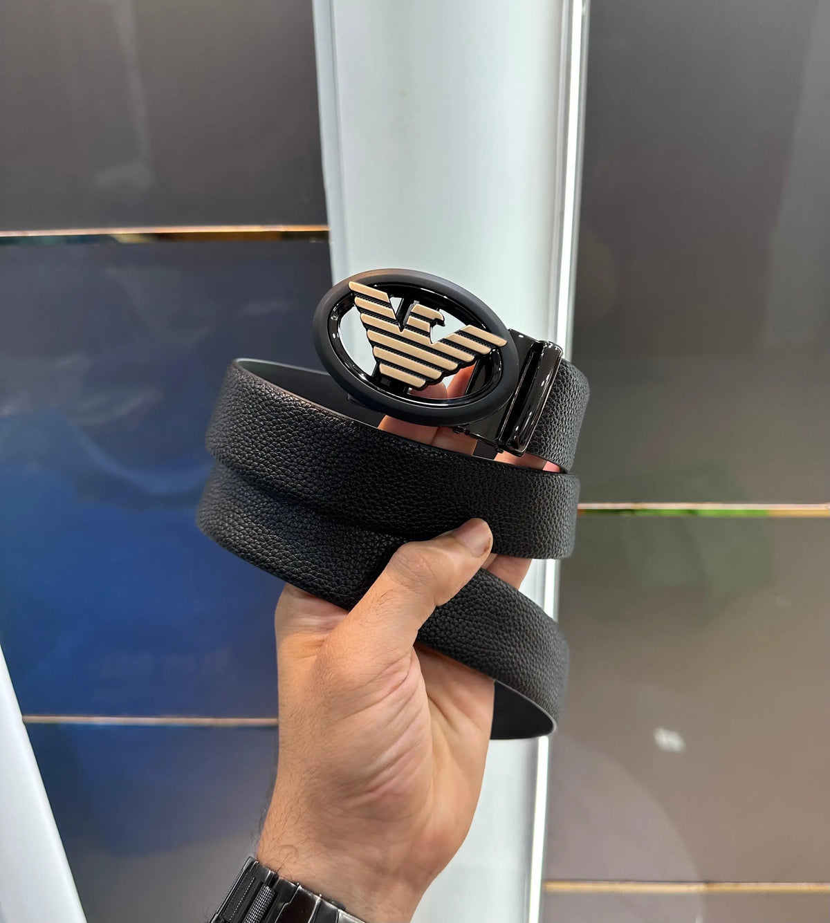 Arman i Exchang e Black Gold Premium Imported Belt Ea552