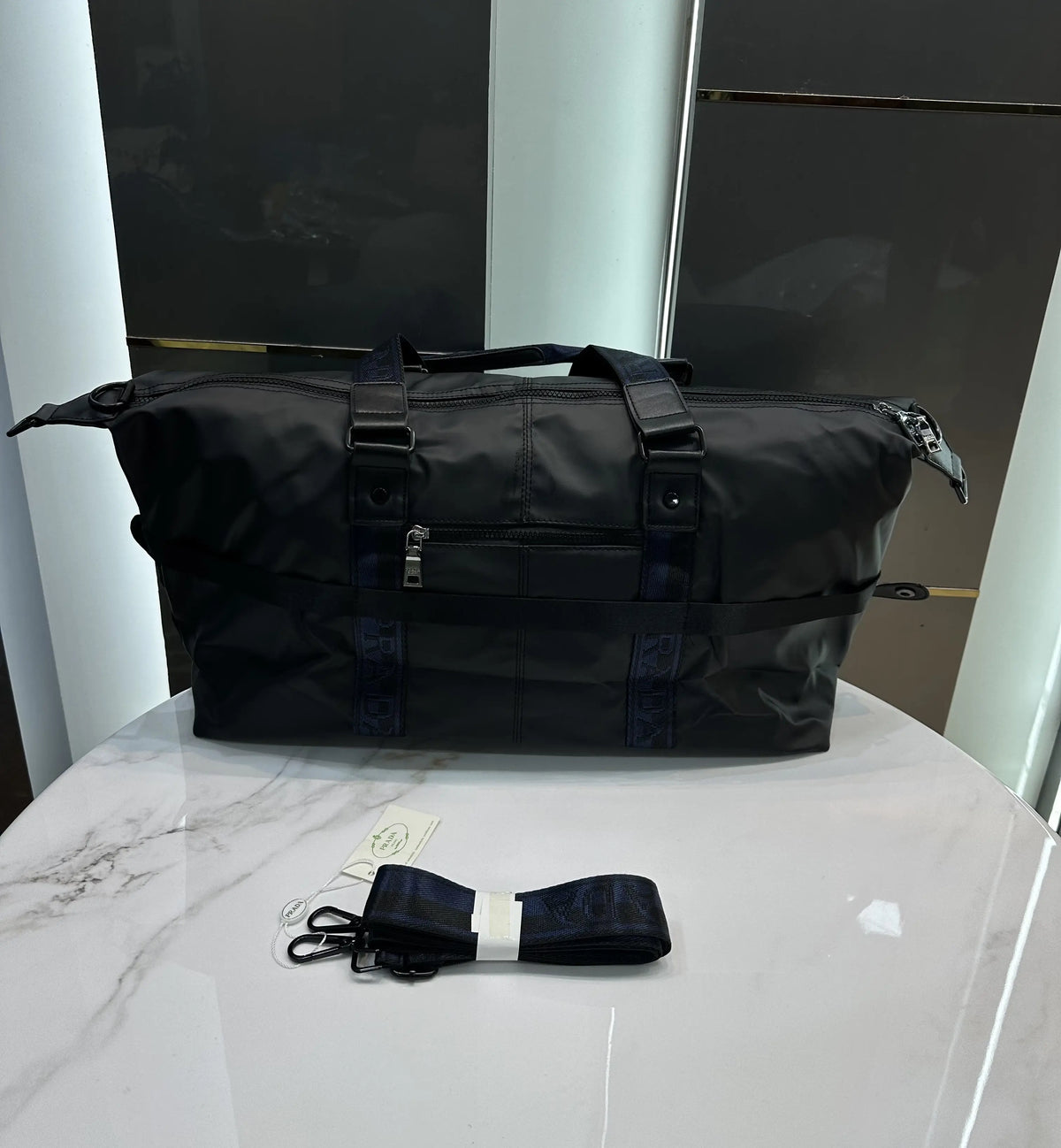 Prad a Black Blue Luxury Imported Duffel Bag Pr3025