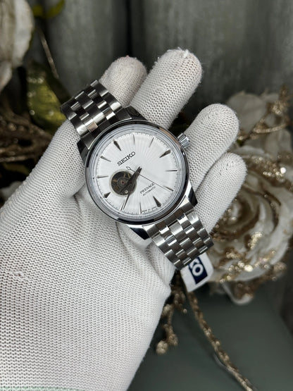 Seik o Presage Silver White Automatic Premium Watch
