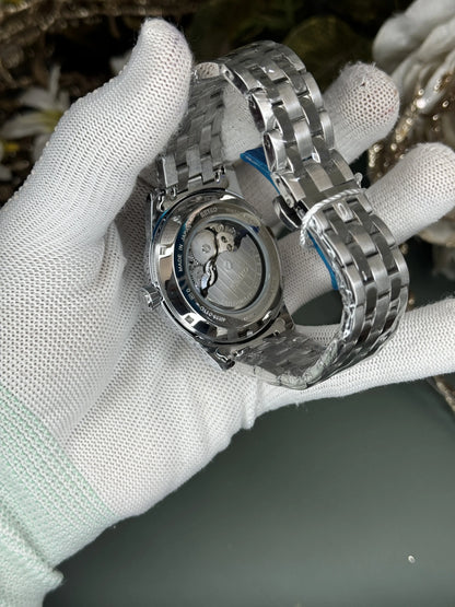 Seik o Presage Silver Black Automatic Premium Watch