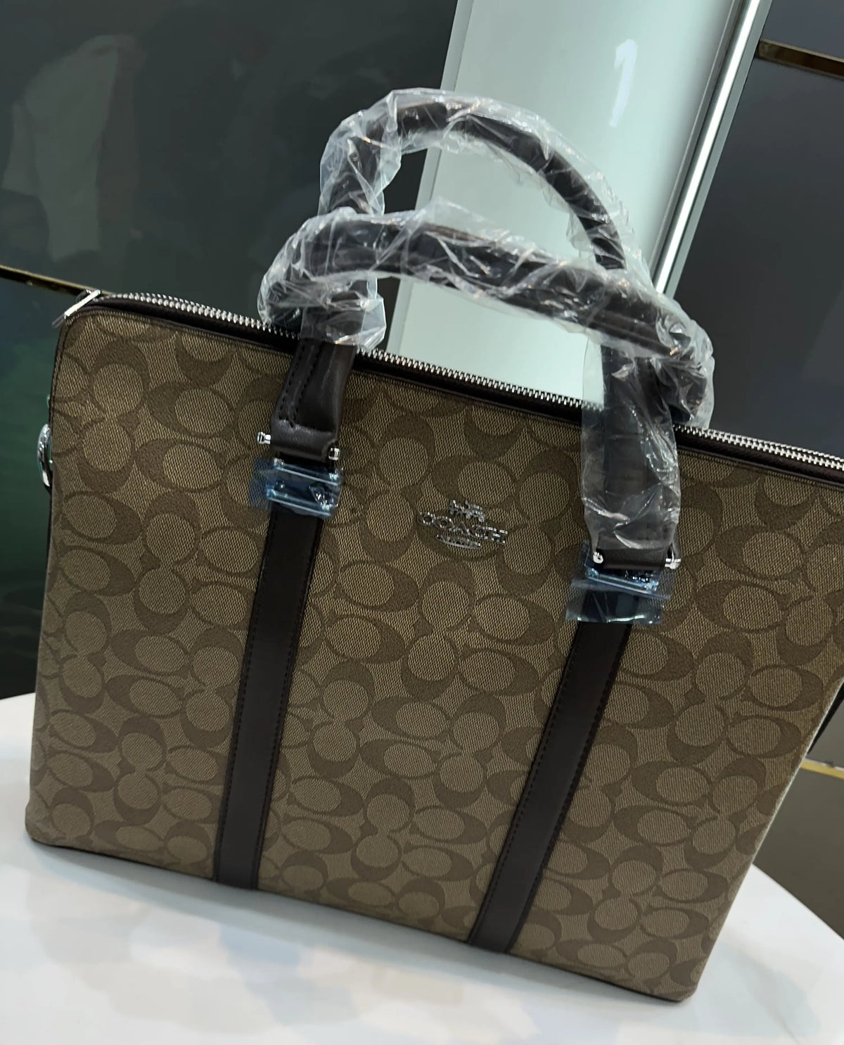 Coach Monogram Luxury Premium Imported Beige Laptop Bag c345
