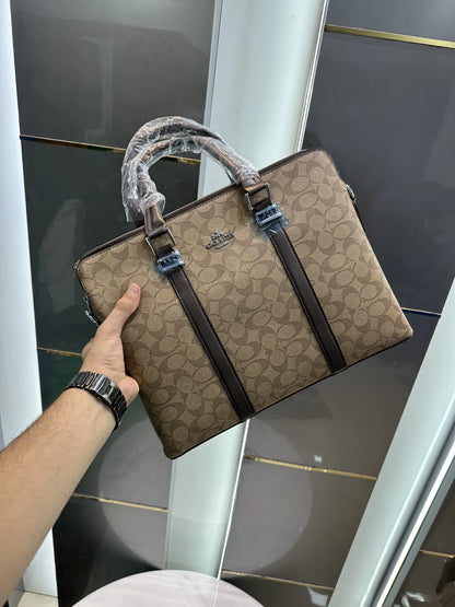 Coach Monogram Luxury Premium Imported Beige Laptop Bag c345