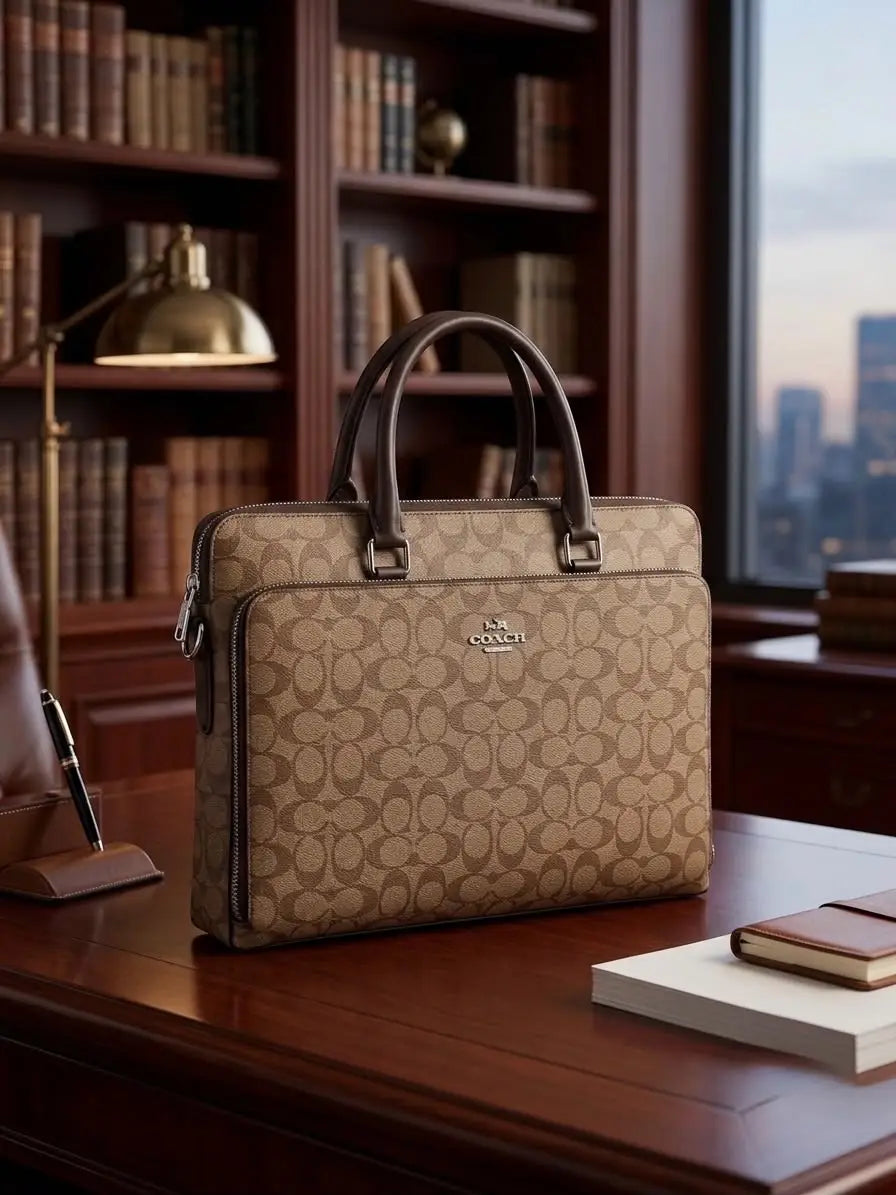 Coac h Monogram Luxury Premium Imported Beige Laptop Bag c545